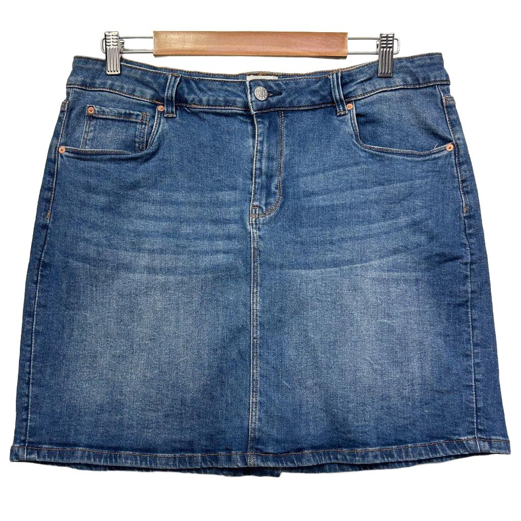 Just Jeans Blue Cotton Denim Skirt - Size 14