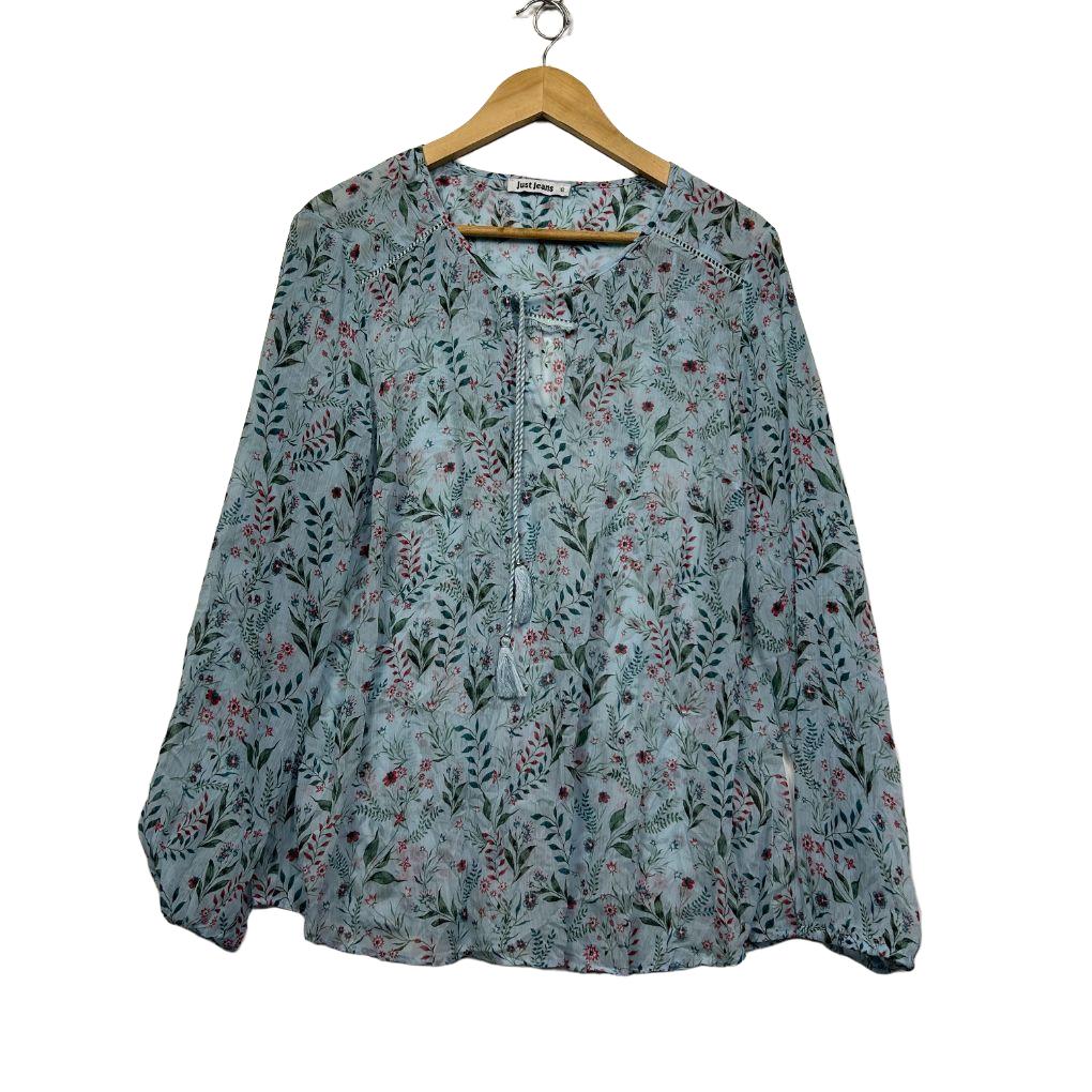Just Jeans Blue Floral Blouse - Size 16