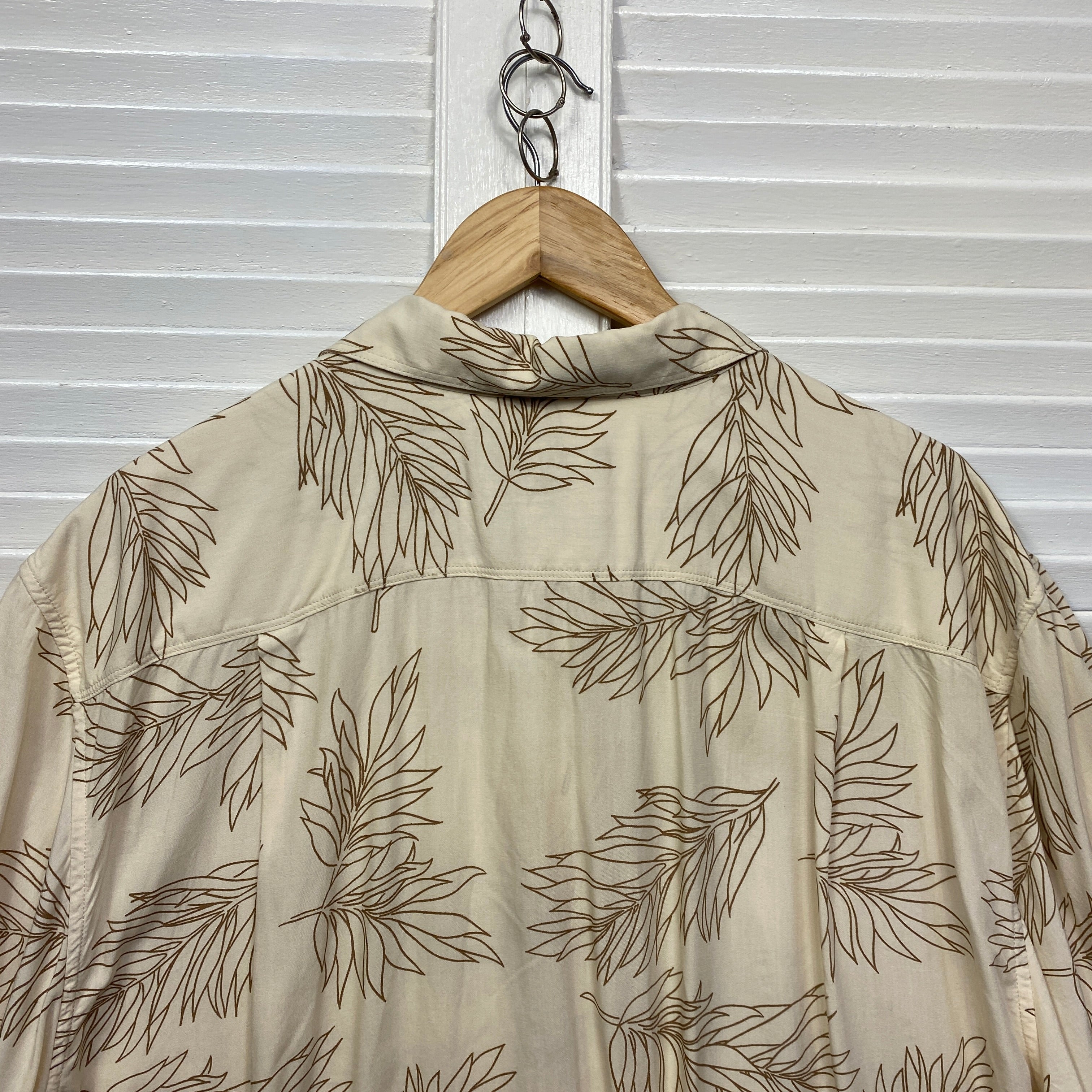 Just Jeans Mens Shirt Size 3XL Short Sleeve Leaf Beige - Image 6