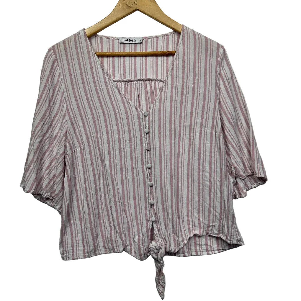Just Jeans Pink & White Striped Blouse - Size 16