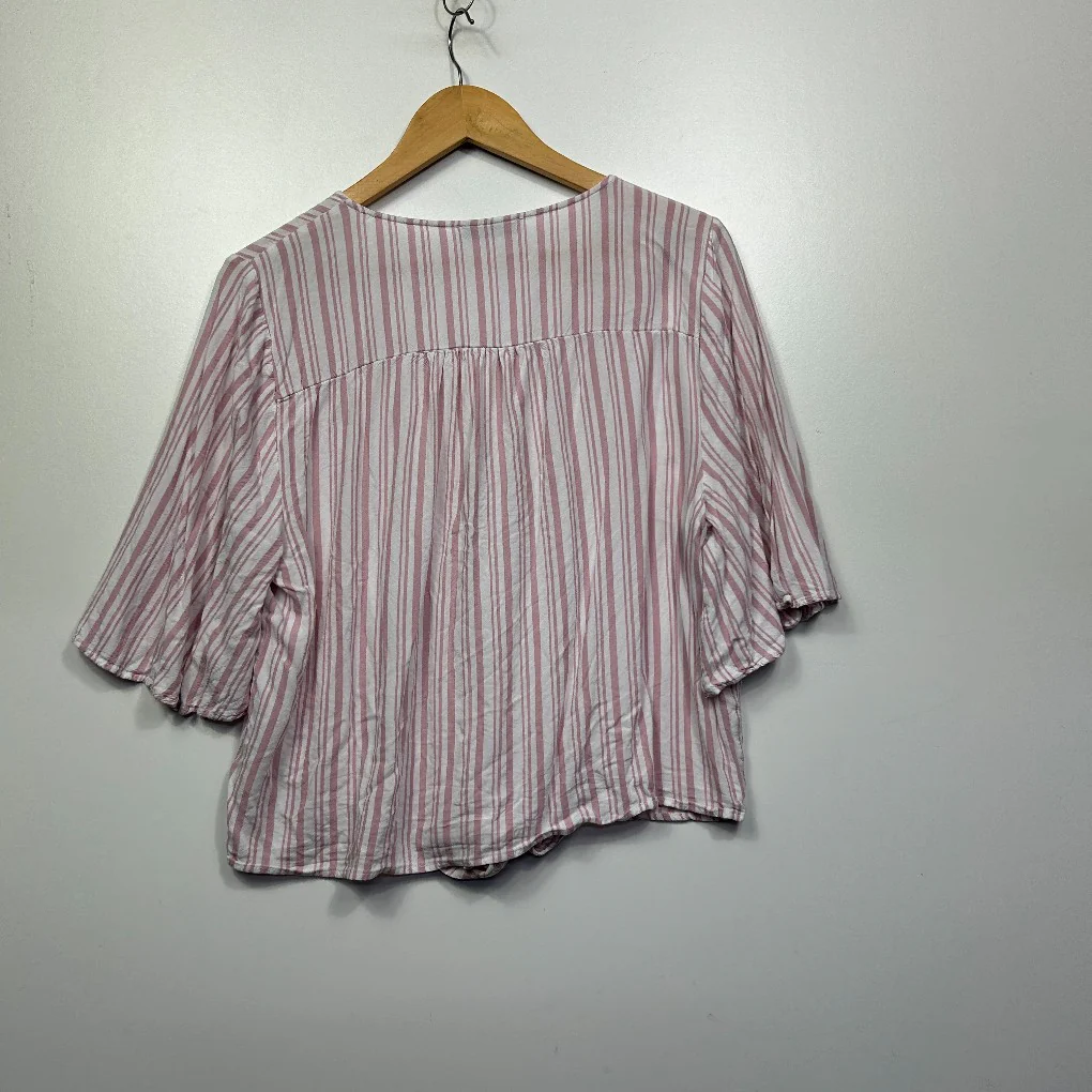 Just Jeans Pink & White Striped Blouse - Size 16 - Image 4