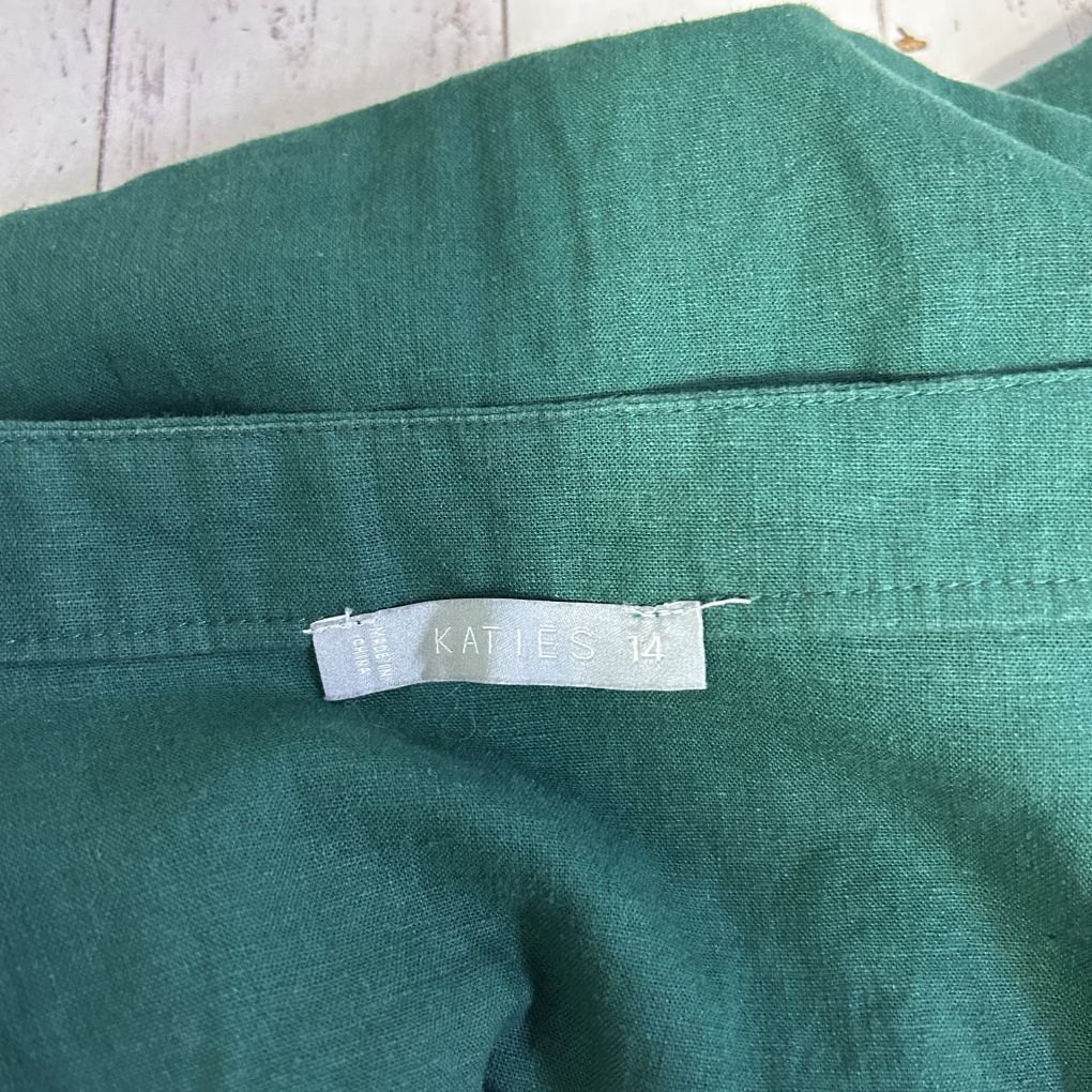 Katies Green Linen Tiered Midi Skirt - Size 14 - Image 3
