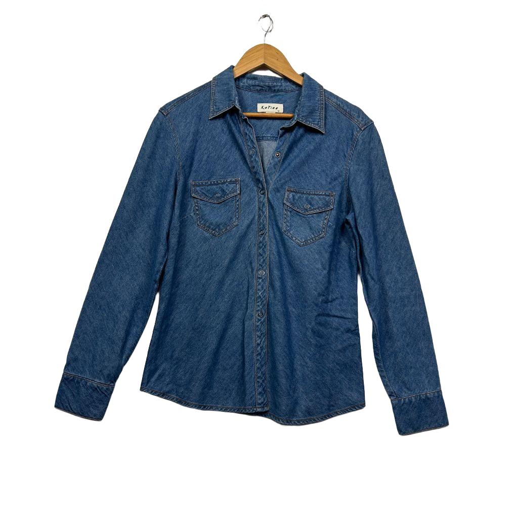 Vintage Katies Blue Denim Cotton Shirt - Size 12
