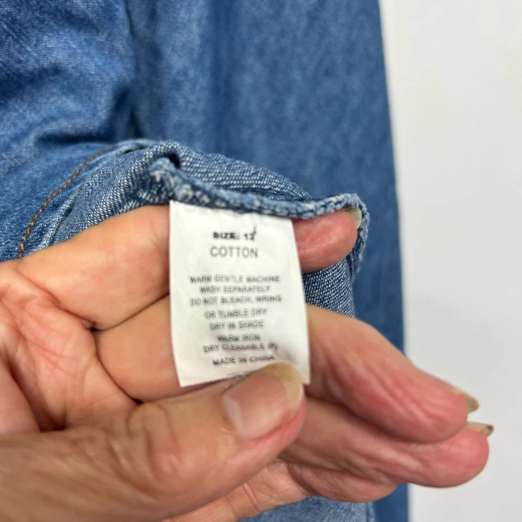 Vintage Katies Blue Denim Cotton Shirt - Size 12 - Image 4