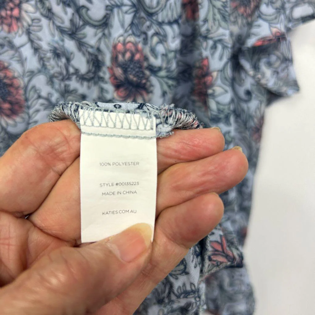 Katies Blue Floral Polyester Sheer Top - Size 16 - Image 3