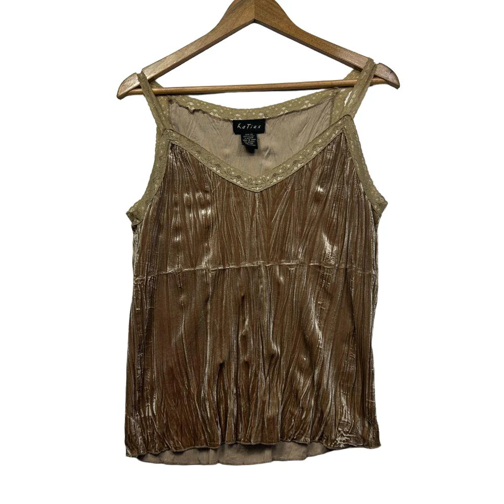 Vintage Katies Gold Lace Y2K Top - Size 14