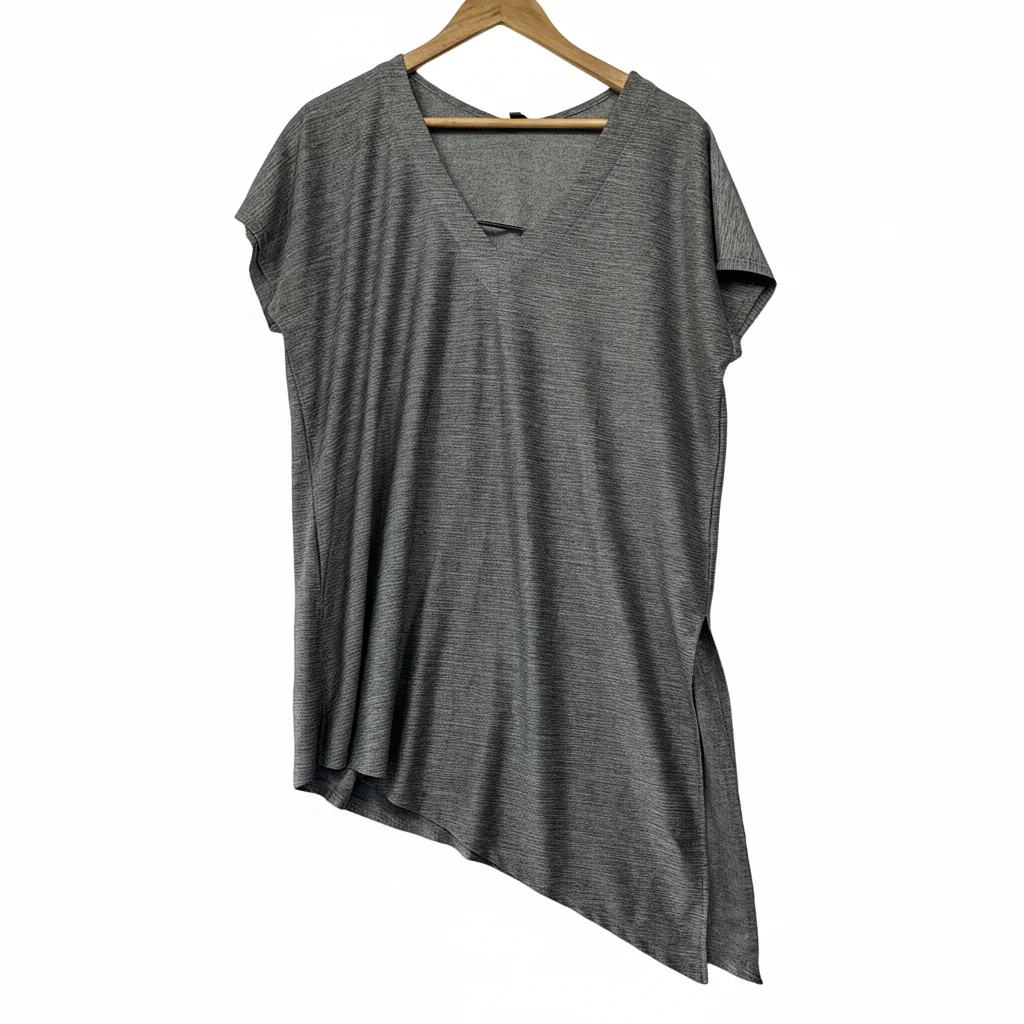 Katies Grey Marled Asymmetric Top - Size 1XL