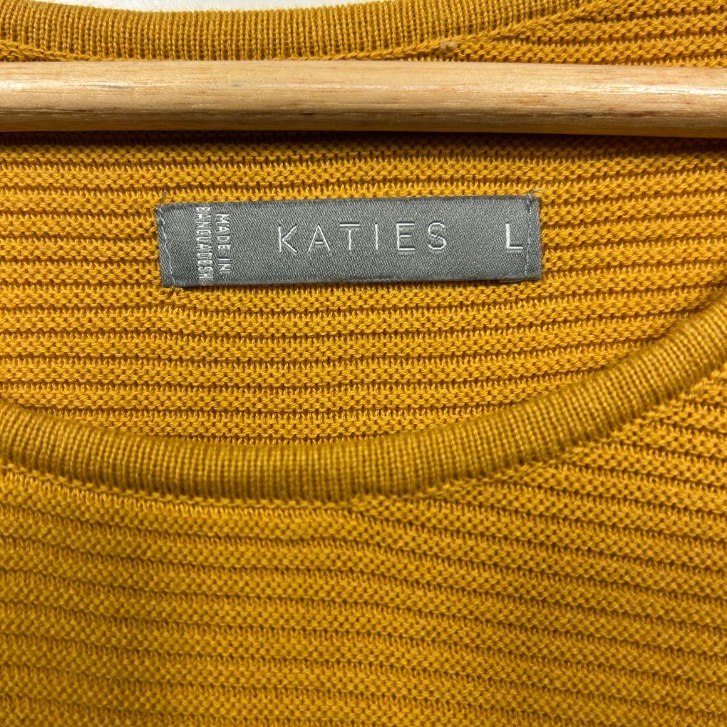 Katies Mustard Cotton Ribbed Knit Jumper - Size L - Image 2