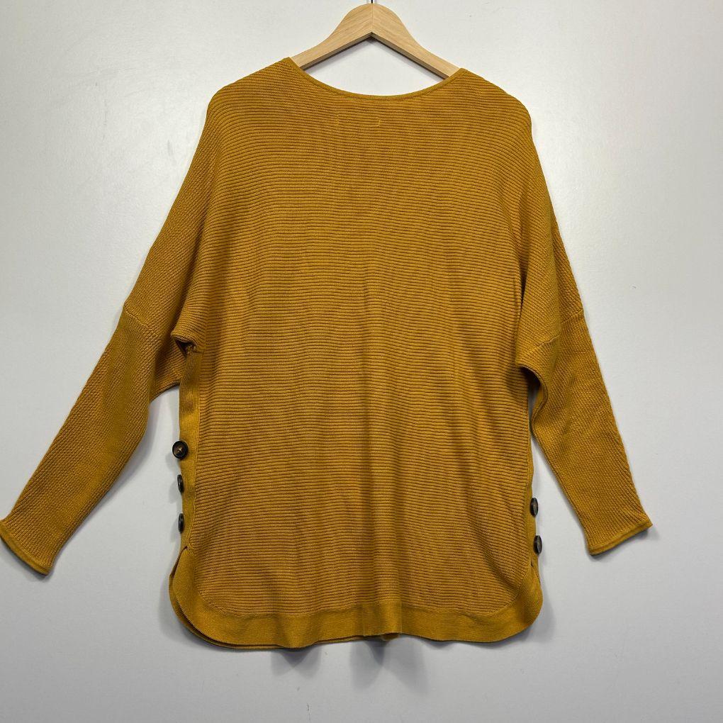 Katies Mustard Cotton Ribbed Knit Jumper - Size L - Image 4
