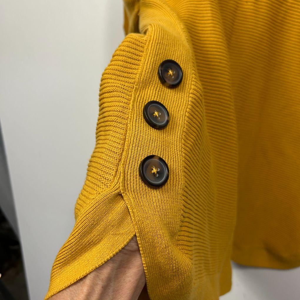 Katies Mustard Cotton Ribbed Knit Jumper - Size L - Image 5