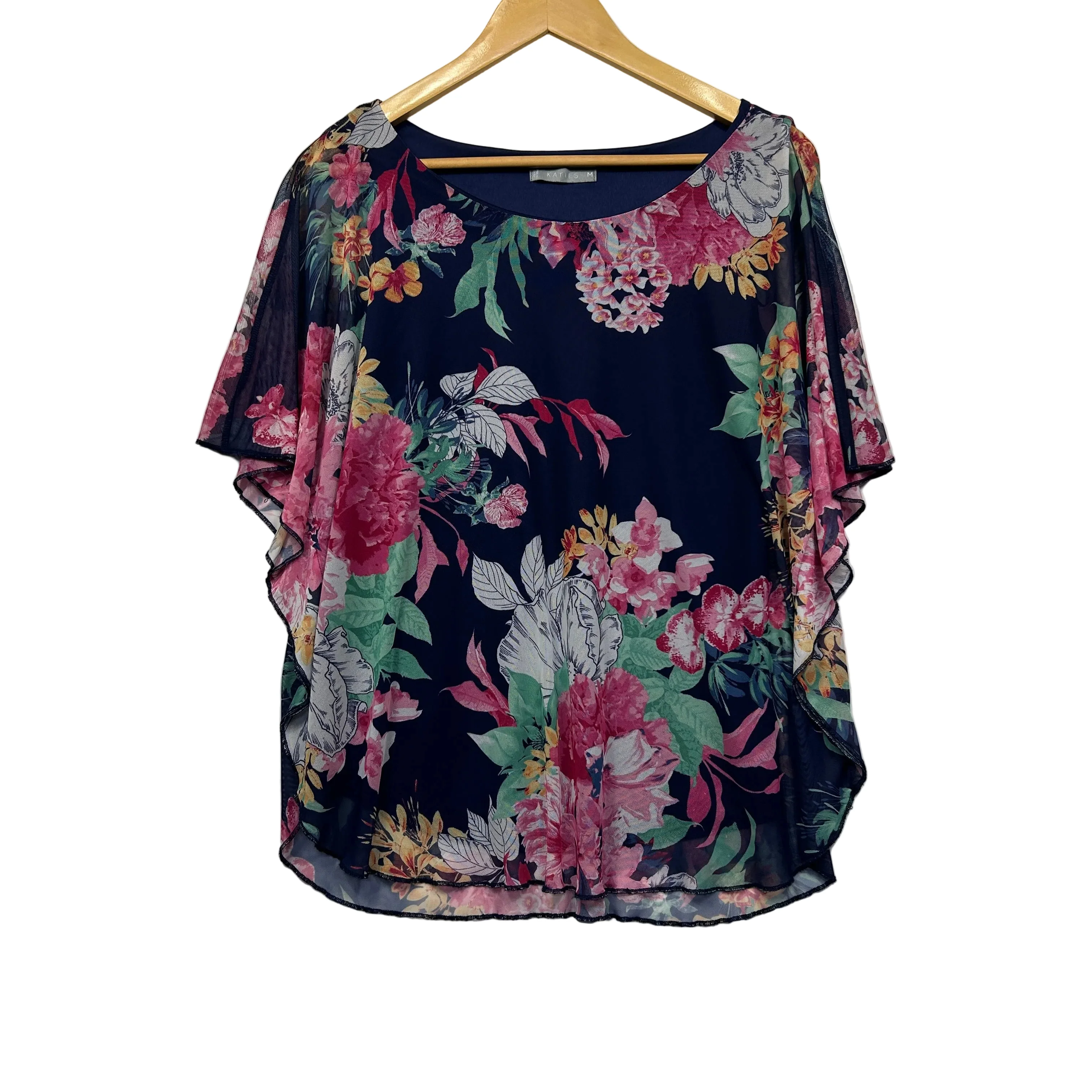 Katies Navy Floral Top - Size M