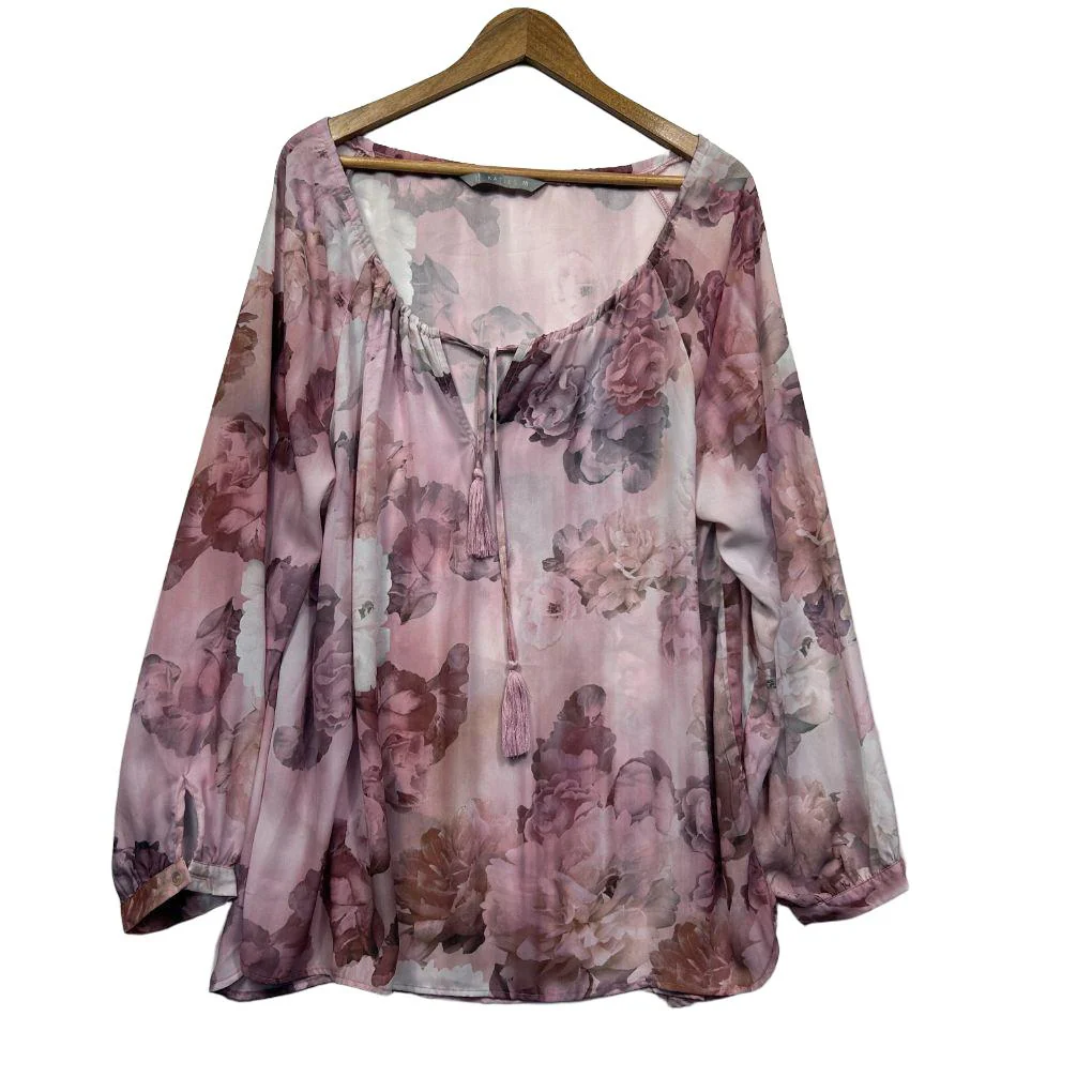 Katies Pink Floral Blouse - Size 18