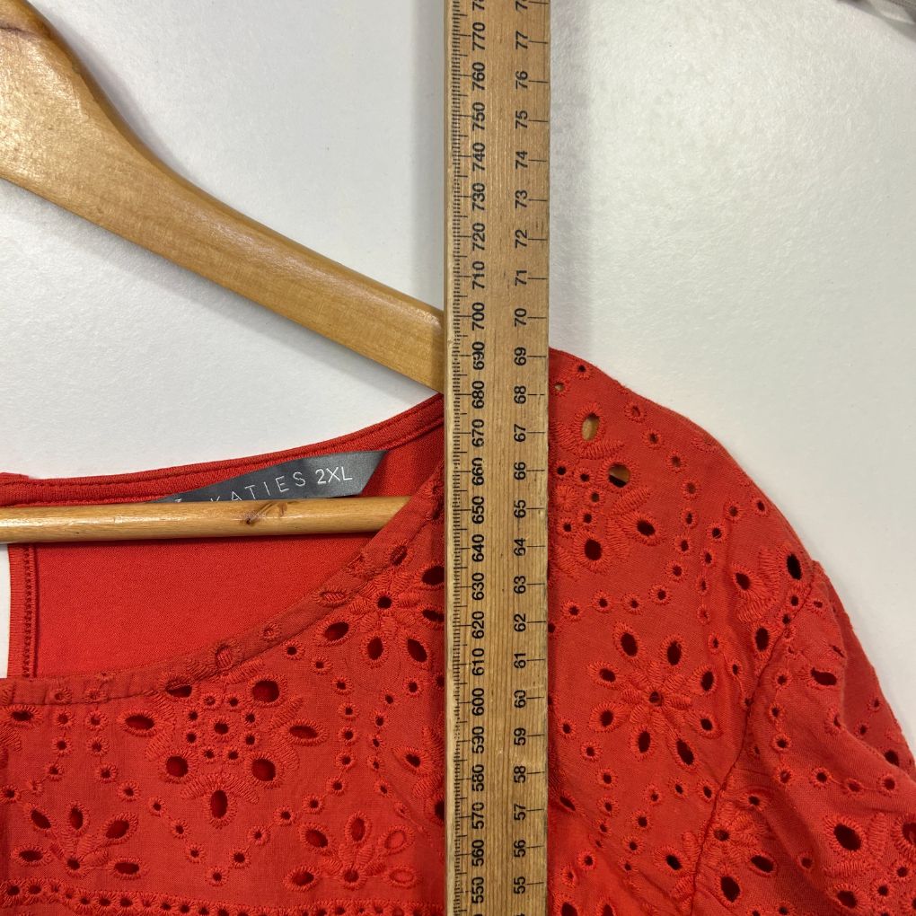 Katies Orange Broderie Cotton Top - Size 2XL - Image 6