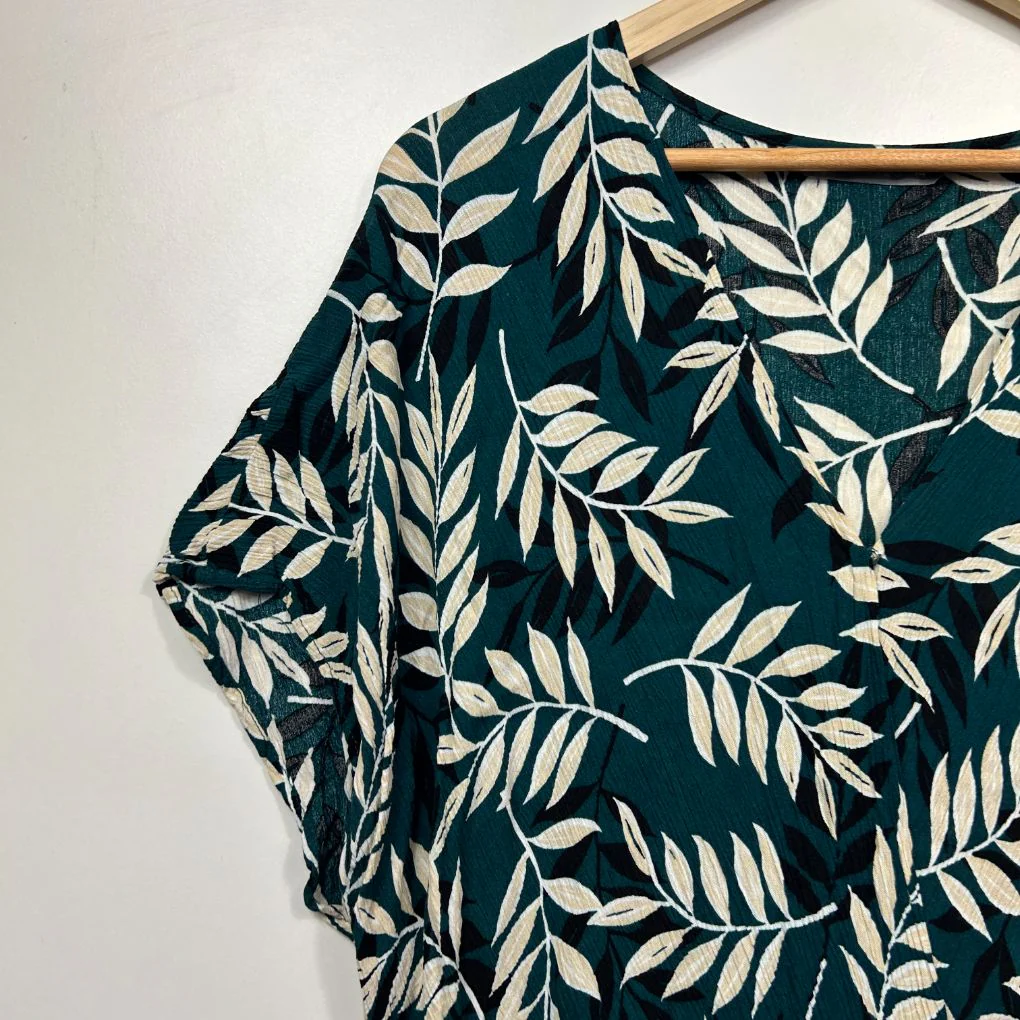 Katies Teal White Leaf Print Maxi Dress - Size 14 - Image 2
