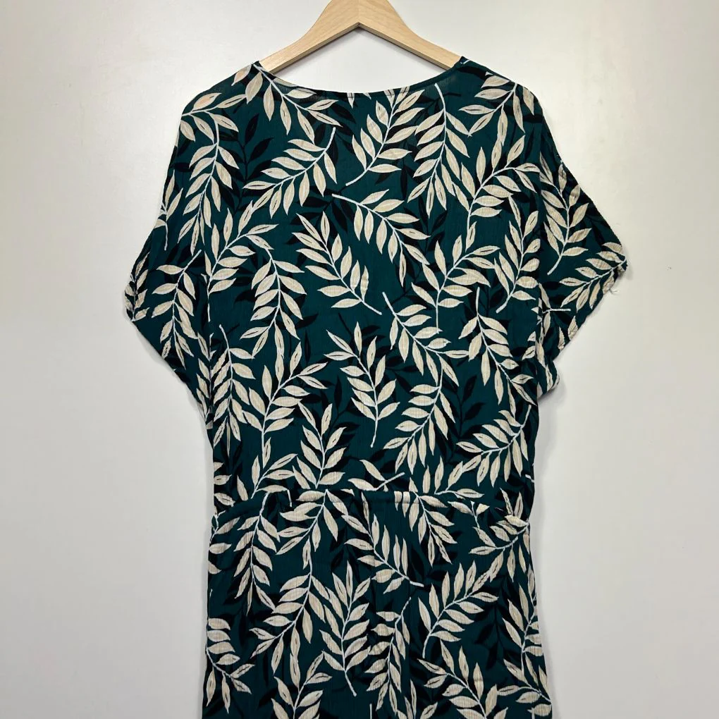 Katies Teal White Leaf Print Maxi Dress - Size 14 - Image 4