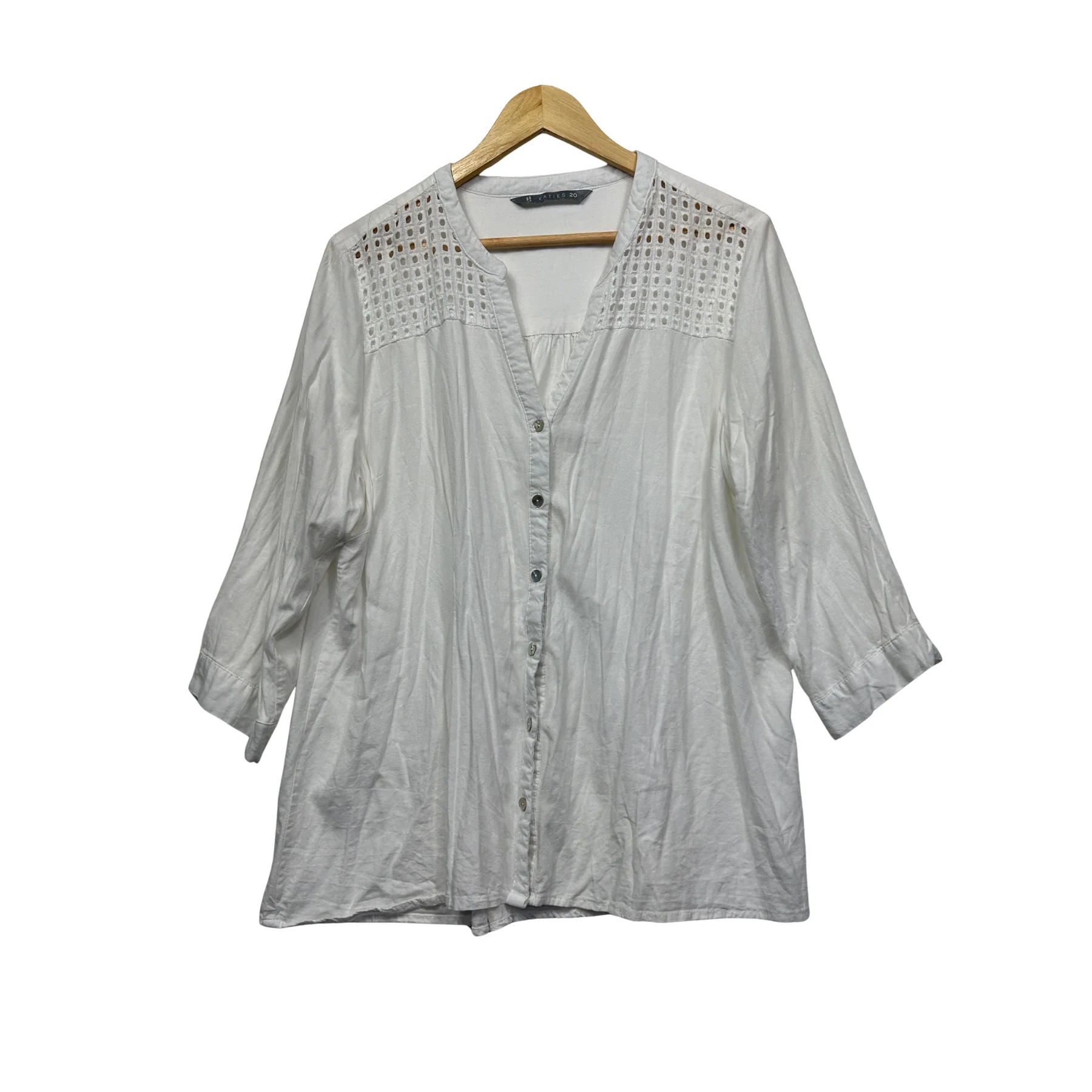 Katies White Eyelet Blouse - Size 20