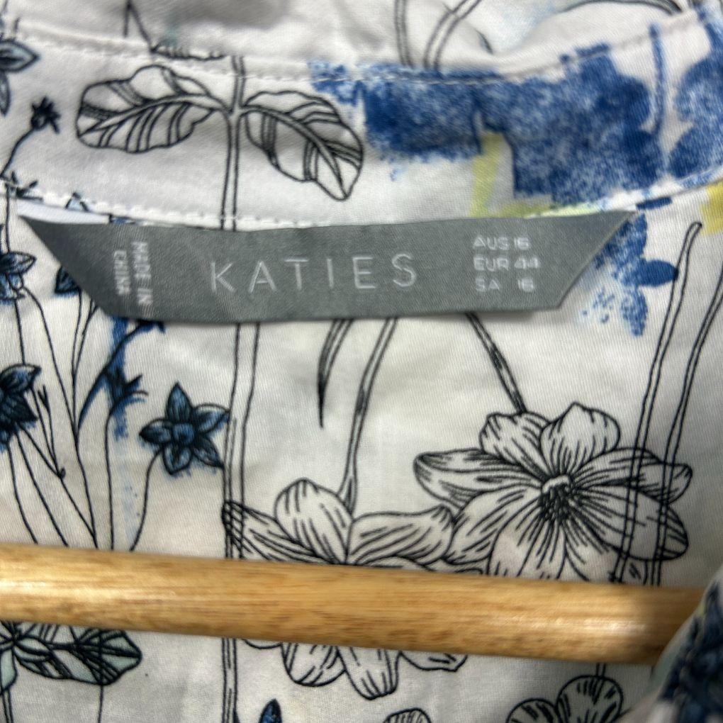 Katies White Multicolour Cotton Top - Size 16 - Image 2