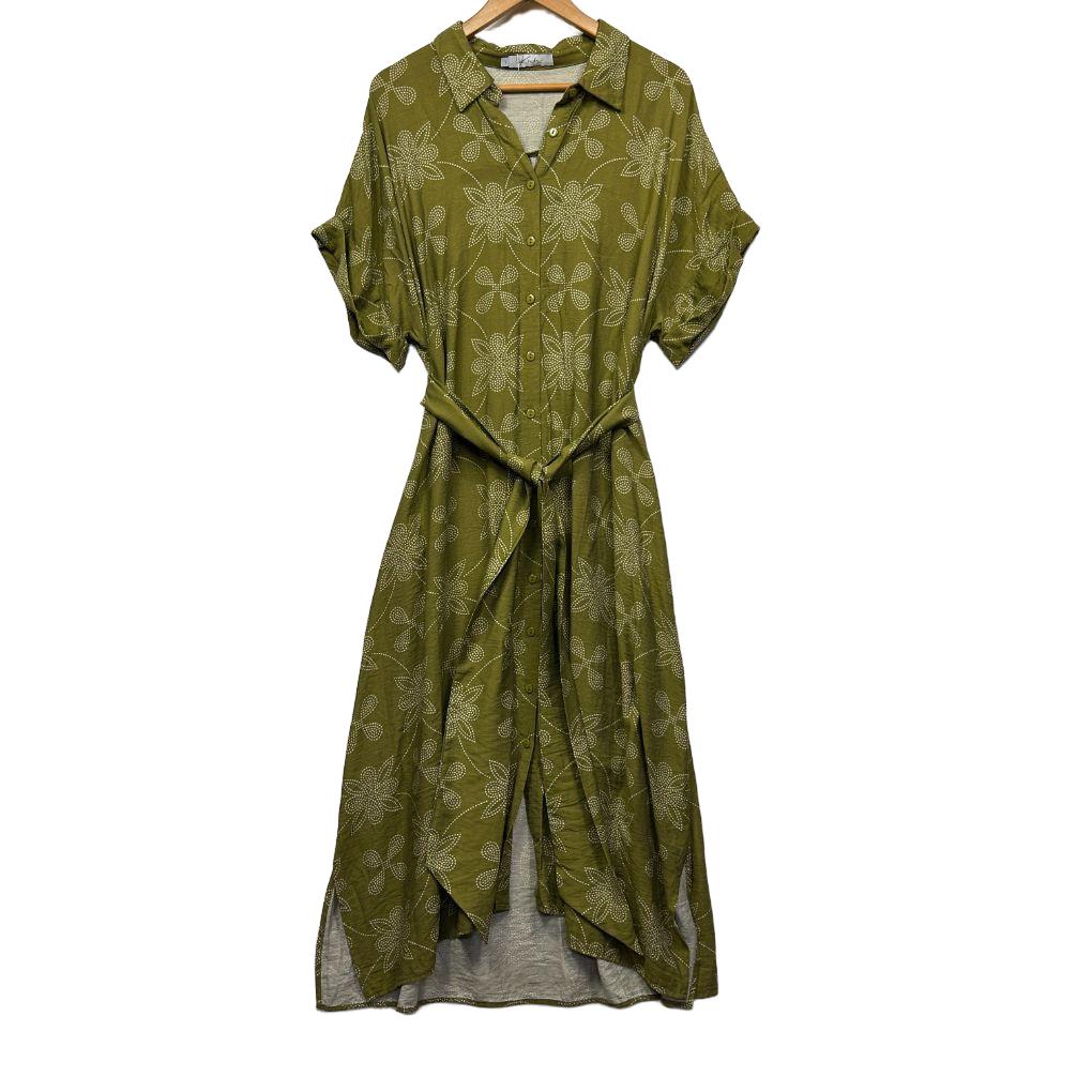 Kinde Green Linen Shirt Dress - Size L