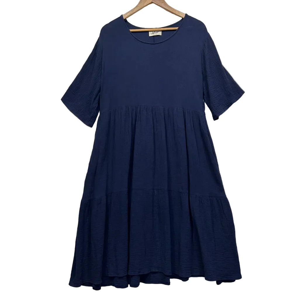 La Mode Australia Navy Cotton Dress - Size L/XL