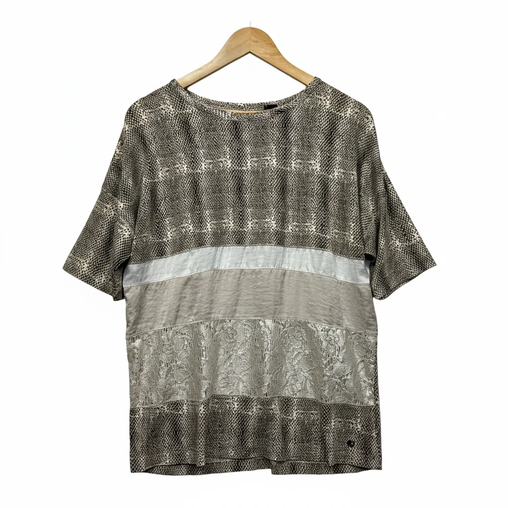 Le Comte Beige Animal Print Top - Size 14