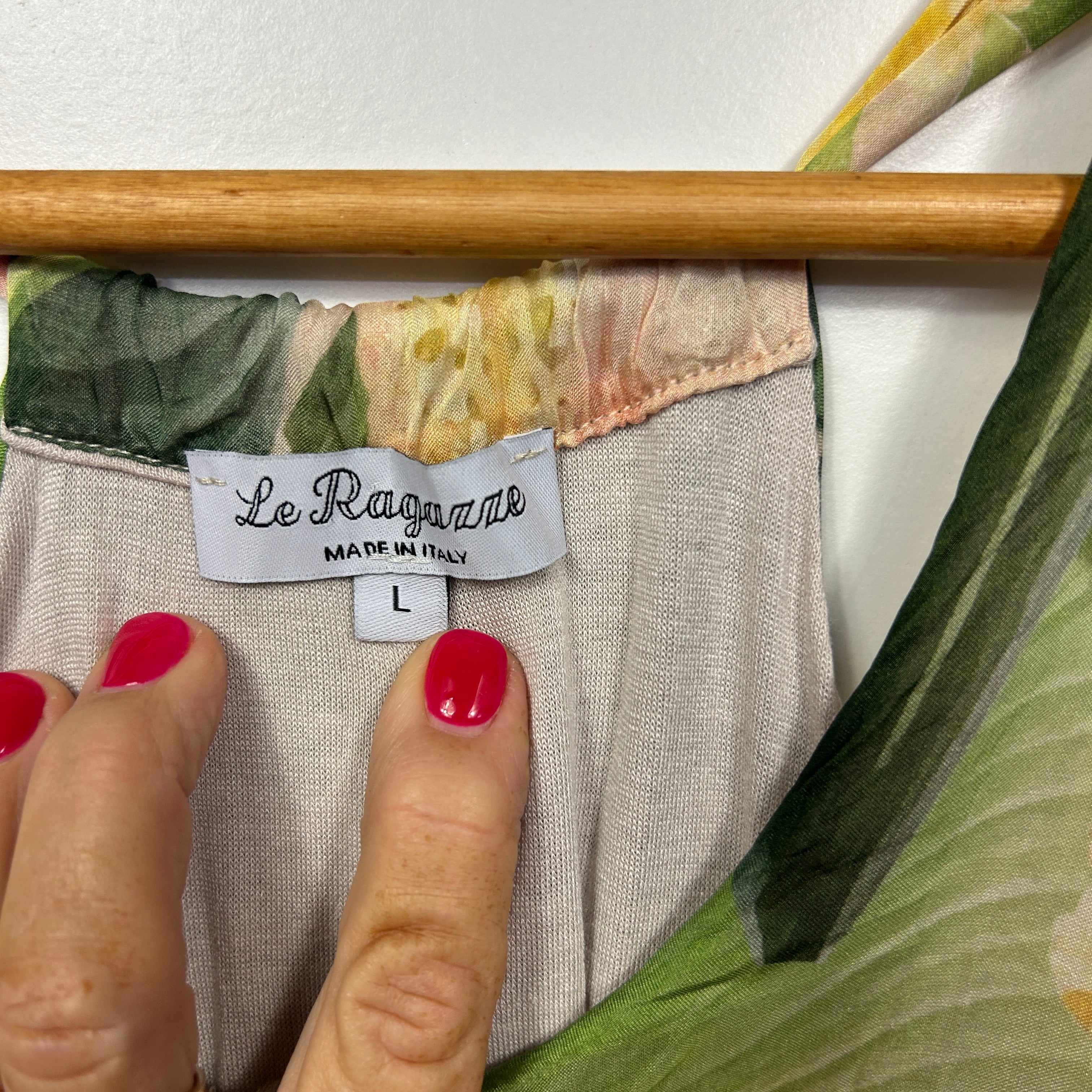 Le Ragazze Cream Tropical Silk Maxi Dress - Size L - Image 2
