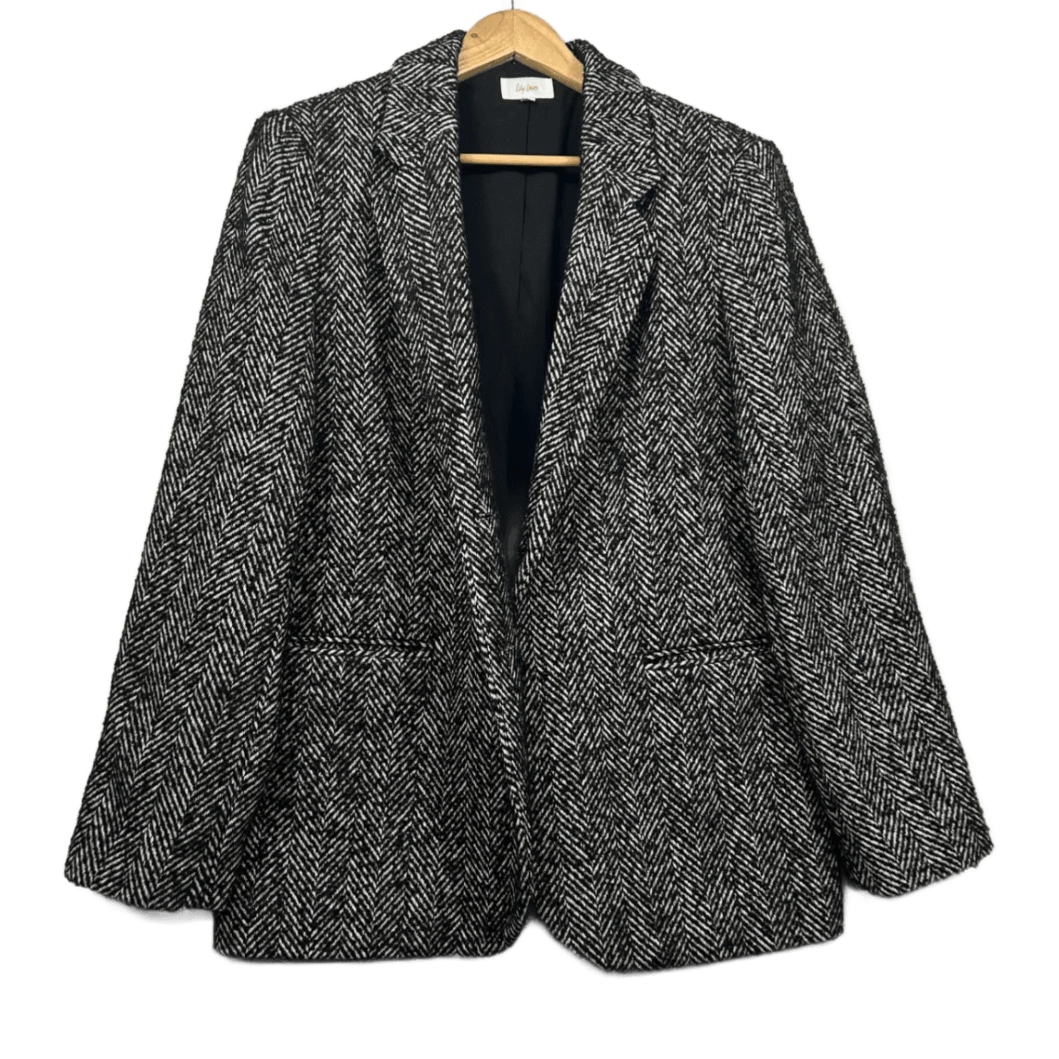 Lily Loves Jacket Blazer Size 14 16 L/XL Black White Long Sleeve