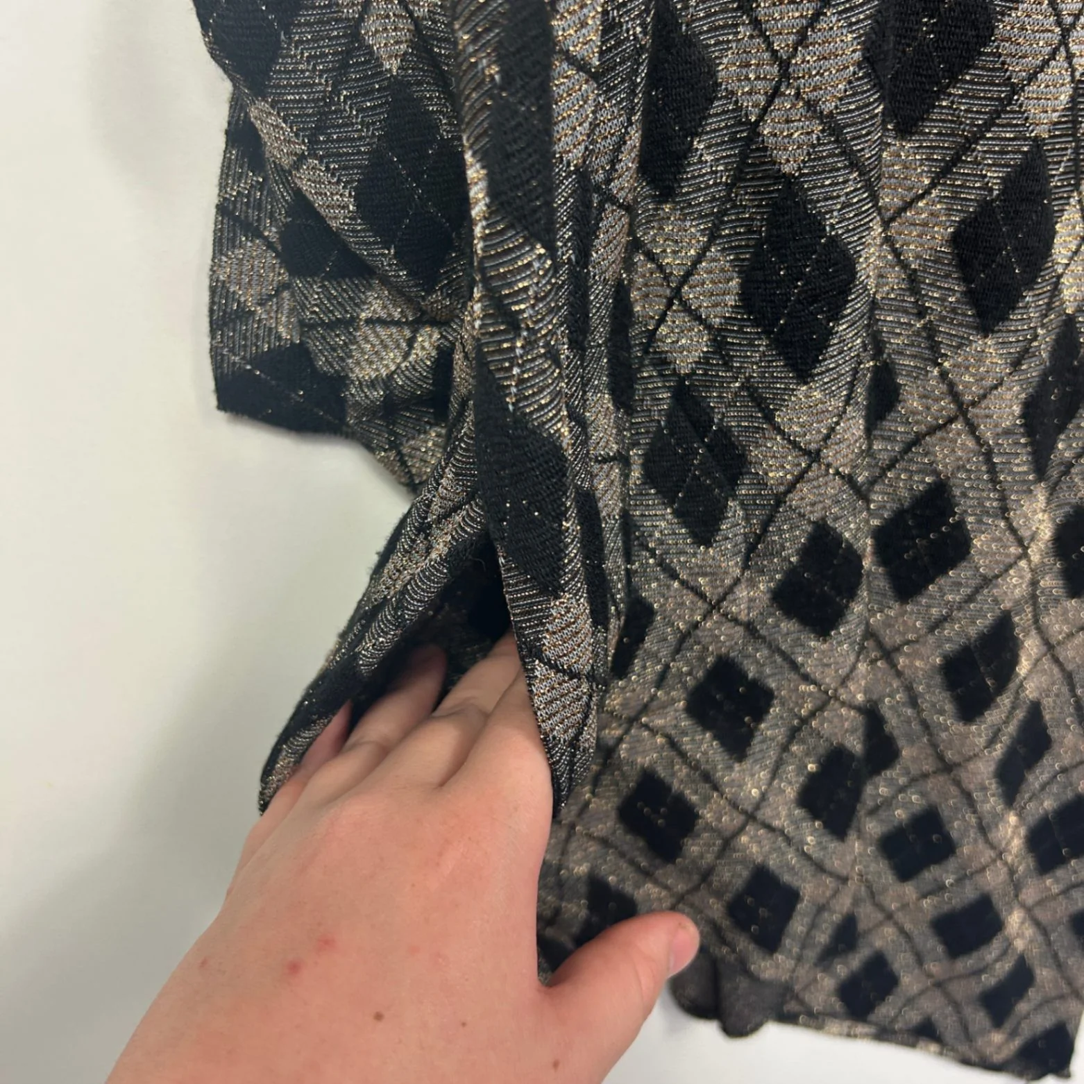 Liz Davenport Jacket Top Size 12 Black Gold Metallic Check Evening - Image 5