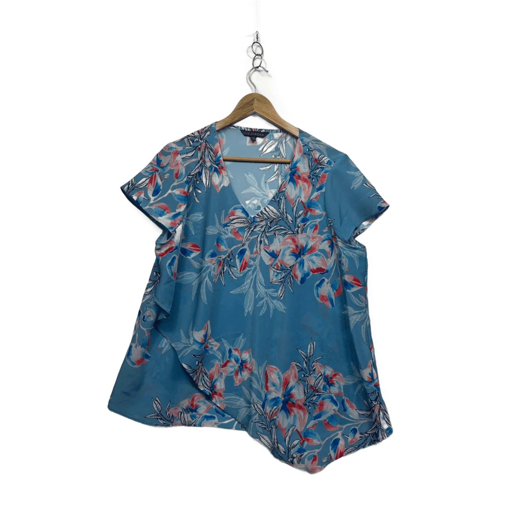 Liz Jordan Top Size 16 Blue Pink Floral Layered