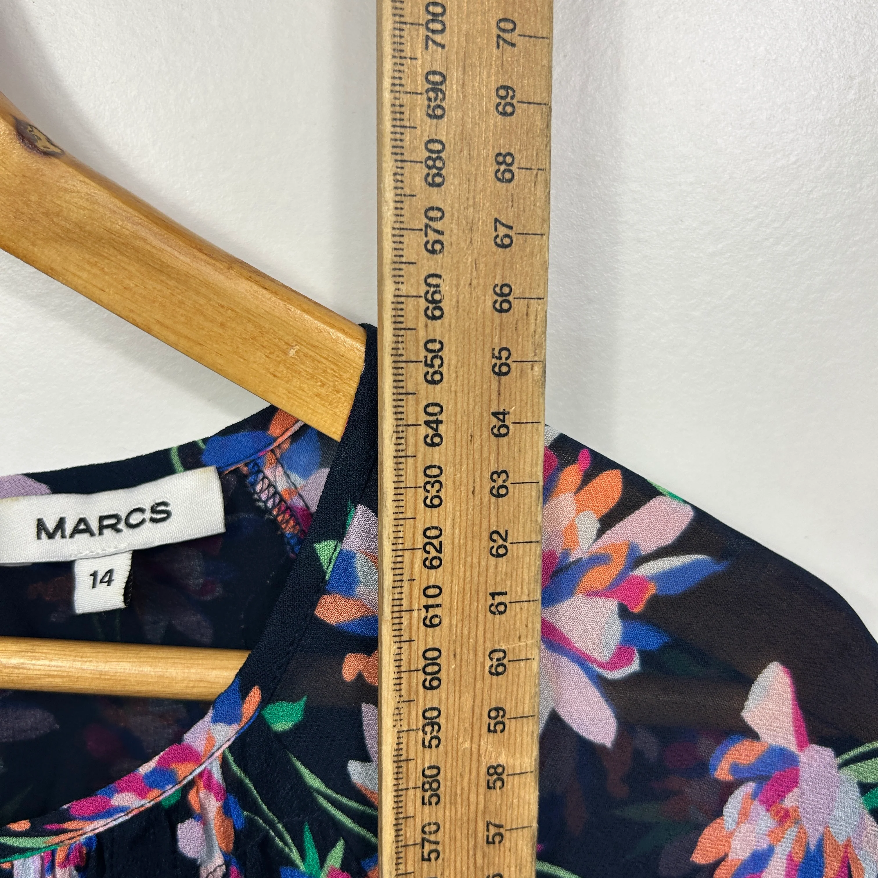 Marcs Navy Multicoloured Floral Top - Size 14 - Image 5