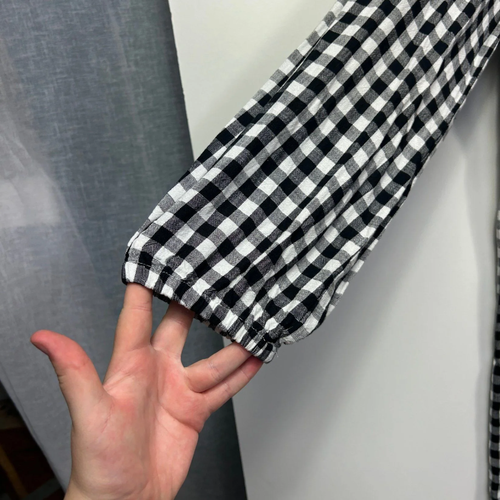 &me Black White Viscose Long Sleeve Gingham Check Smock Dress Size 14 - Image 6