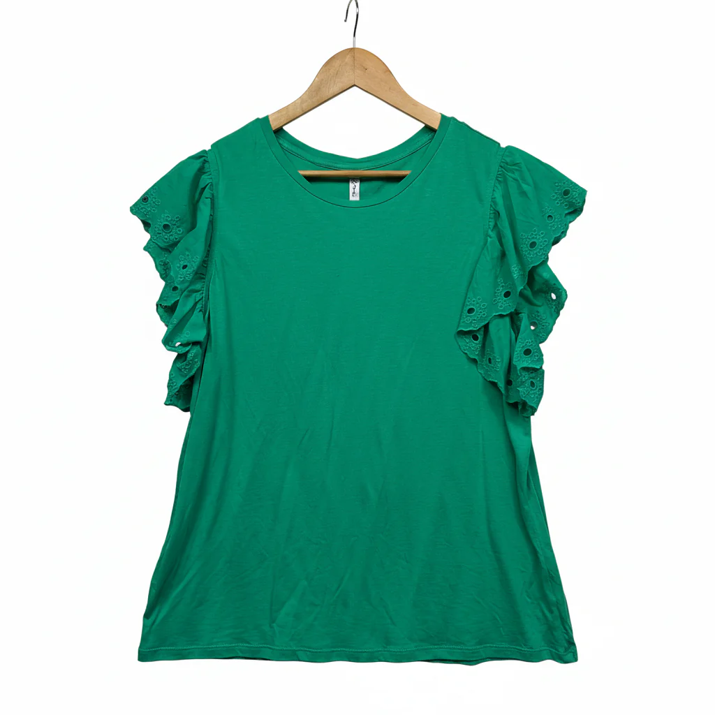 &me Green Embroidered Sleeve Top - Size XL