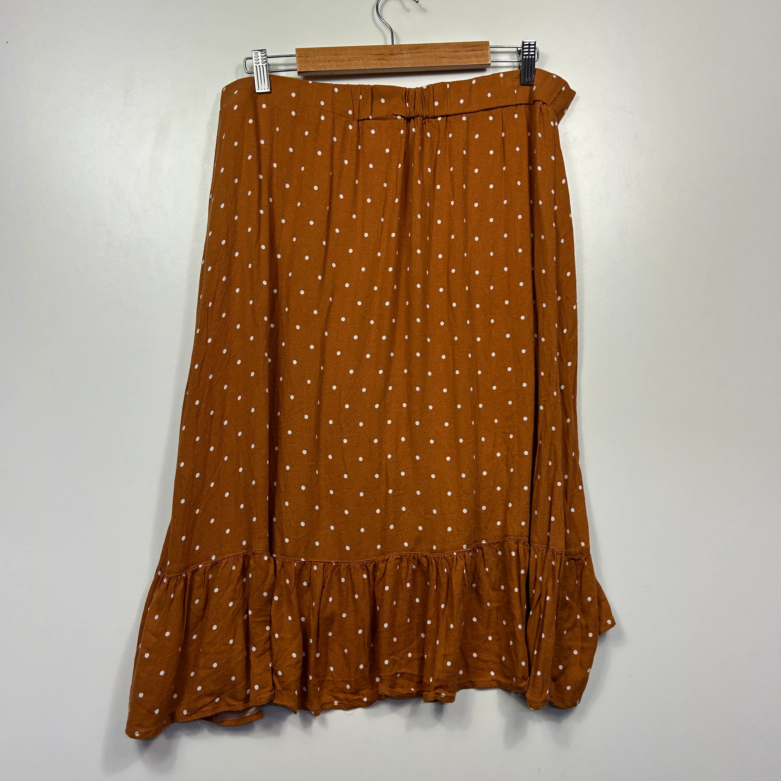 &me Rust Polka Dot Faux Wrap Skirt - Size 16 - Image 3