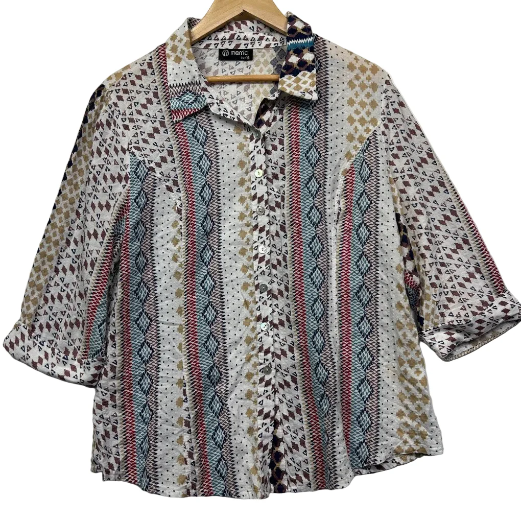 Merric Multicoloured Button Up Shirt - Size 16