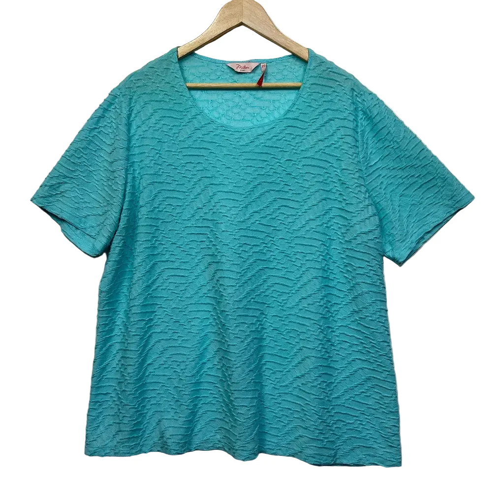 Millers Aqua Textured Wave Print Top - Size 20
