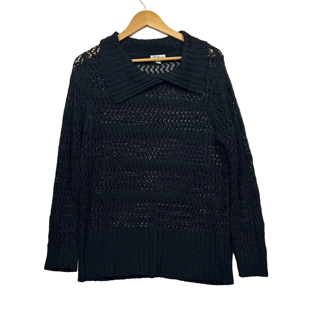 Millers Black Crochet Knit Sheer Jumper - Size XL