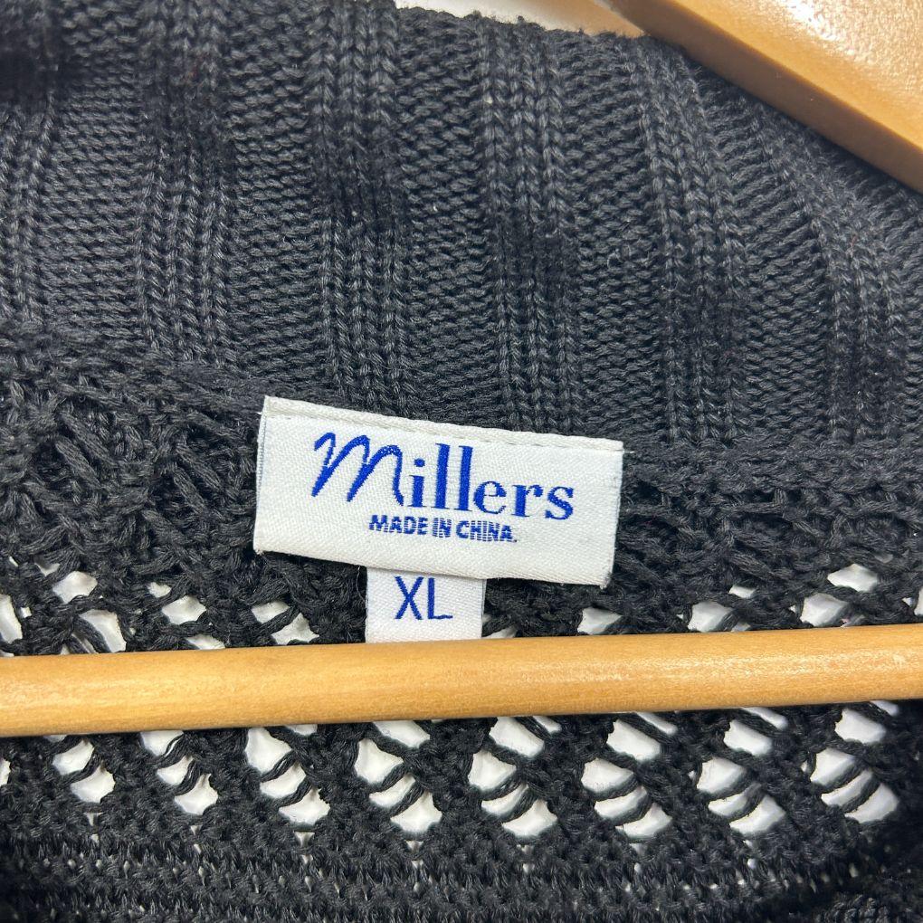 Millers Black Crochet Knit Sheer Jumper - Size XL - Image 3