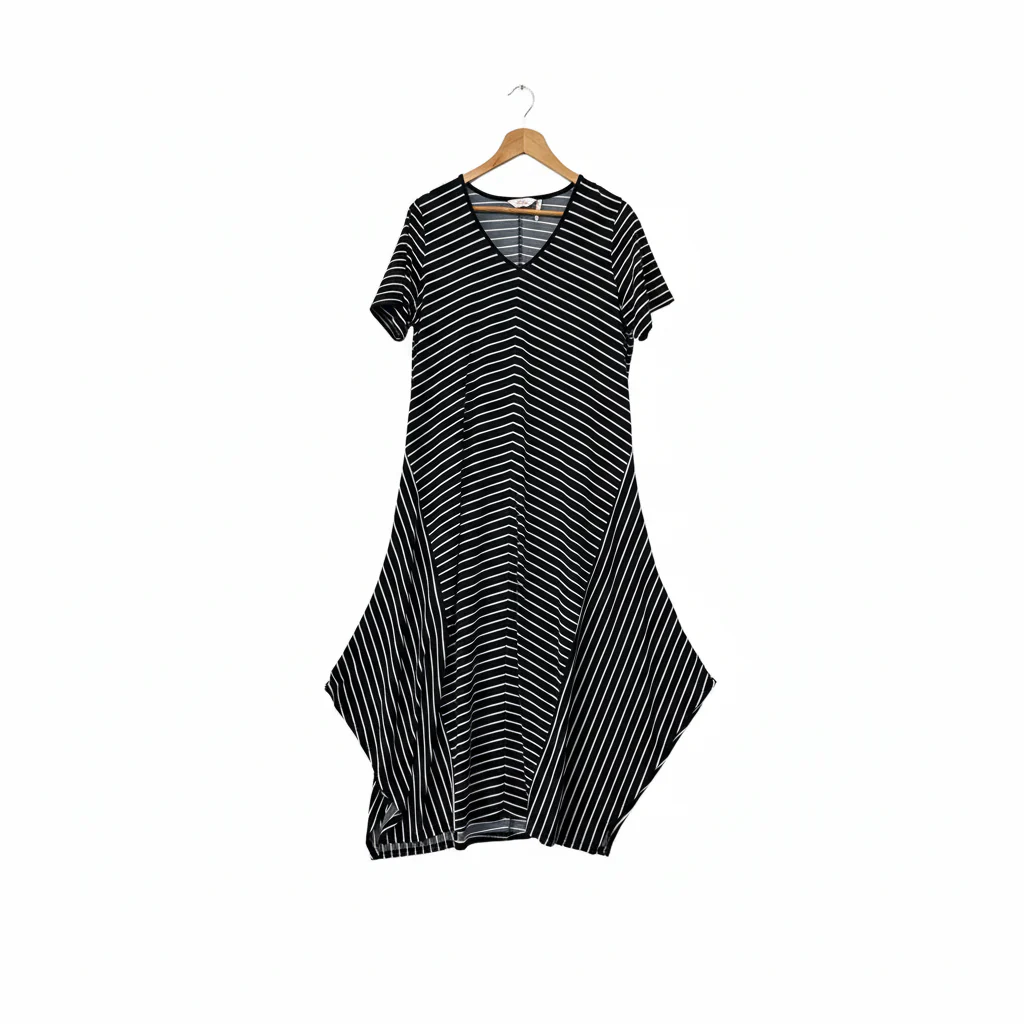 Millers Black White Striped Asymmetric Dress - Size 14
