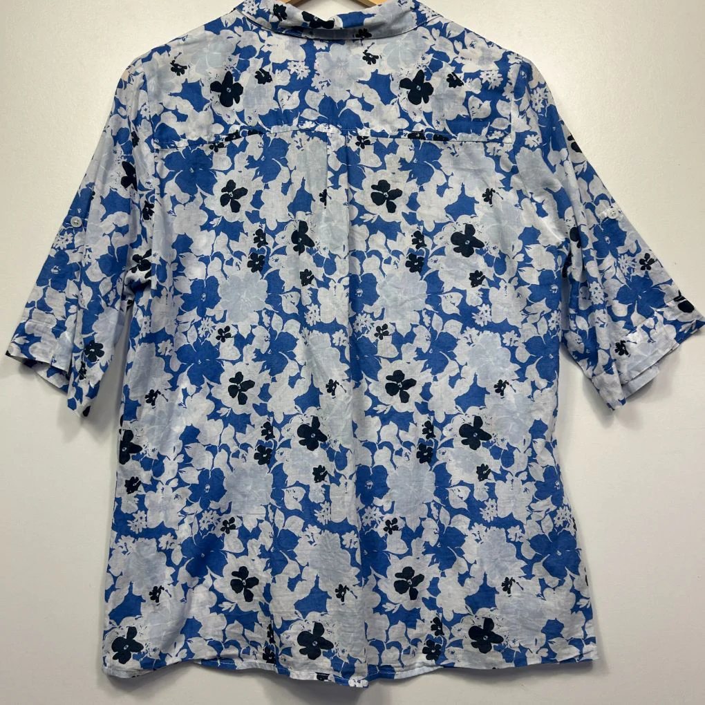 Millers Blue Cotton Floral Shirt - Size 14 - Image 2