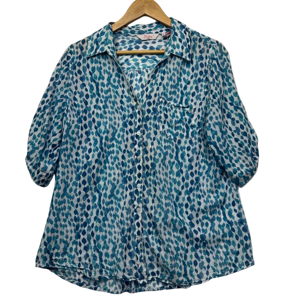 Millers Blue Cotton Shirt - Size 14
