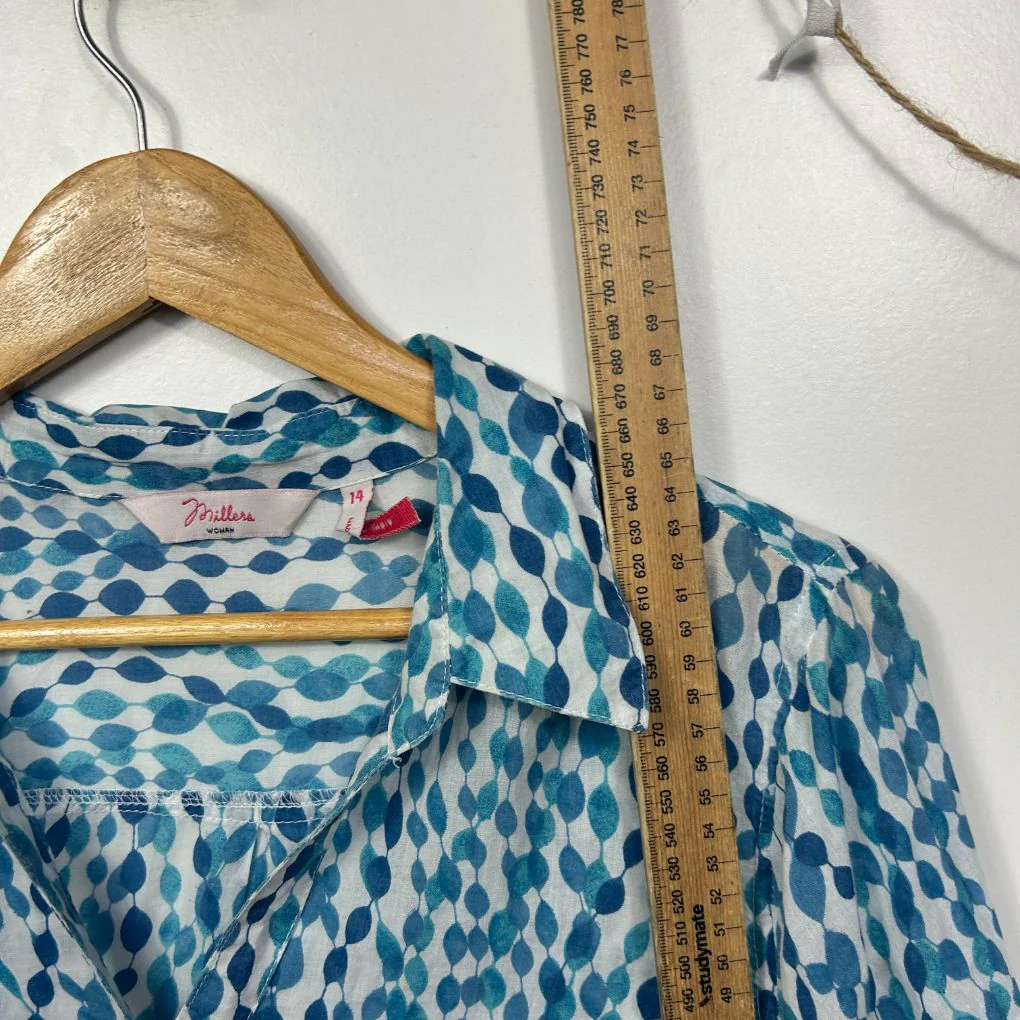 Millers Blue Cotton Shirt - Size 14 - Image 5