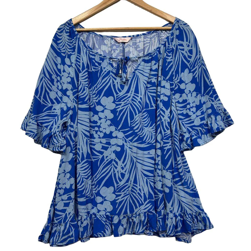 Millers Blue Palm Print Top - Size 18