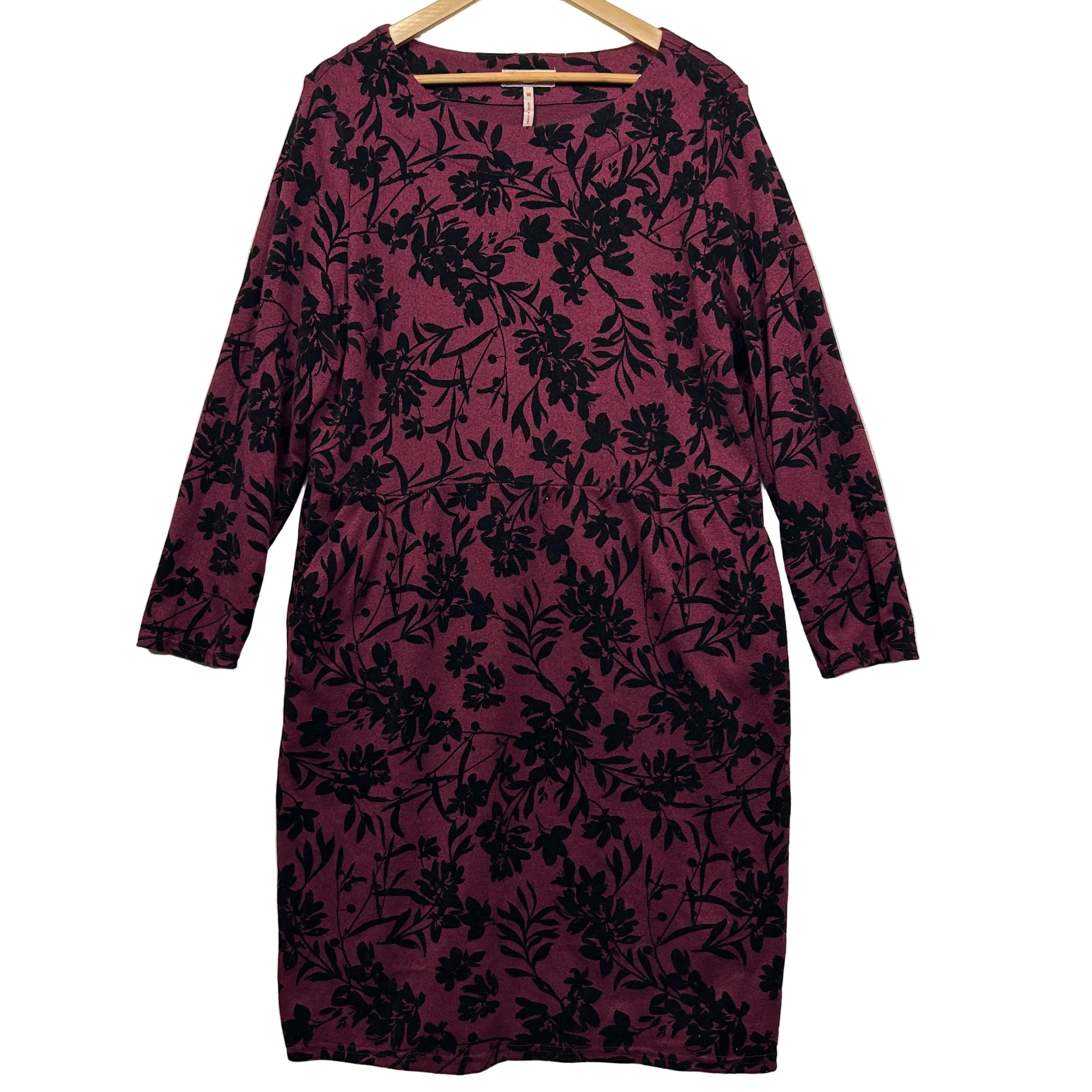 Millers Burgundy Floral Dress - Size 18