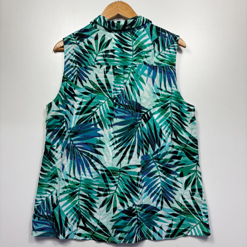 Millers Green Palm Leaf Print Sleeveless Blouse - Size 18 - Image 2