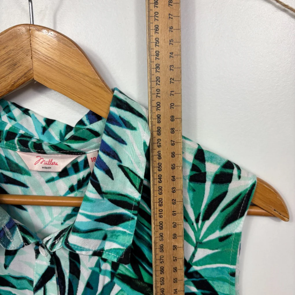 Millers Green Palm Leaf Print Sleeveless Blouse - Size 18 - Image 5