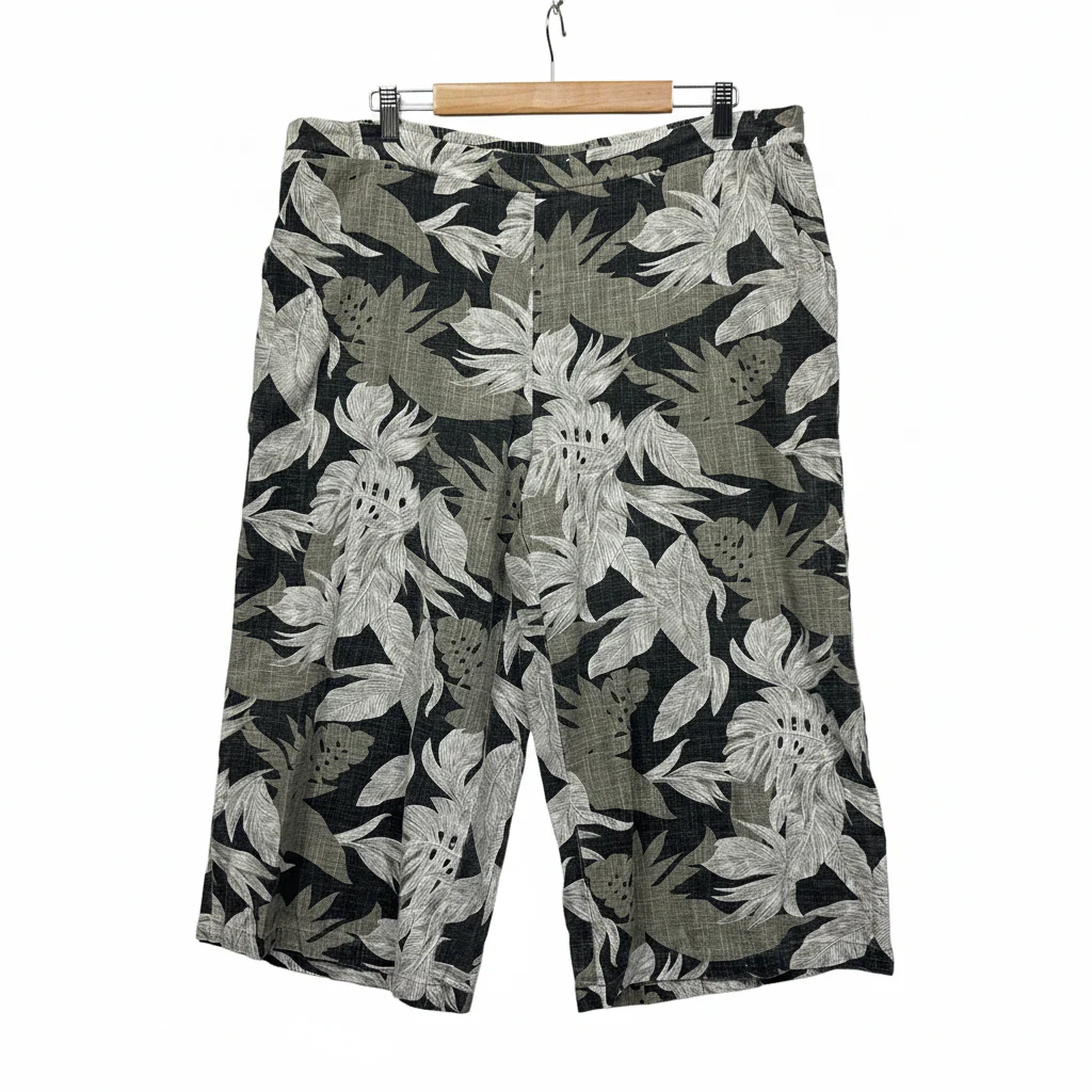 Millers Multicoloured Leaf Print Cropped Pants - Size 18