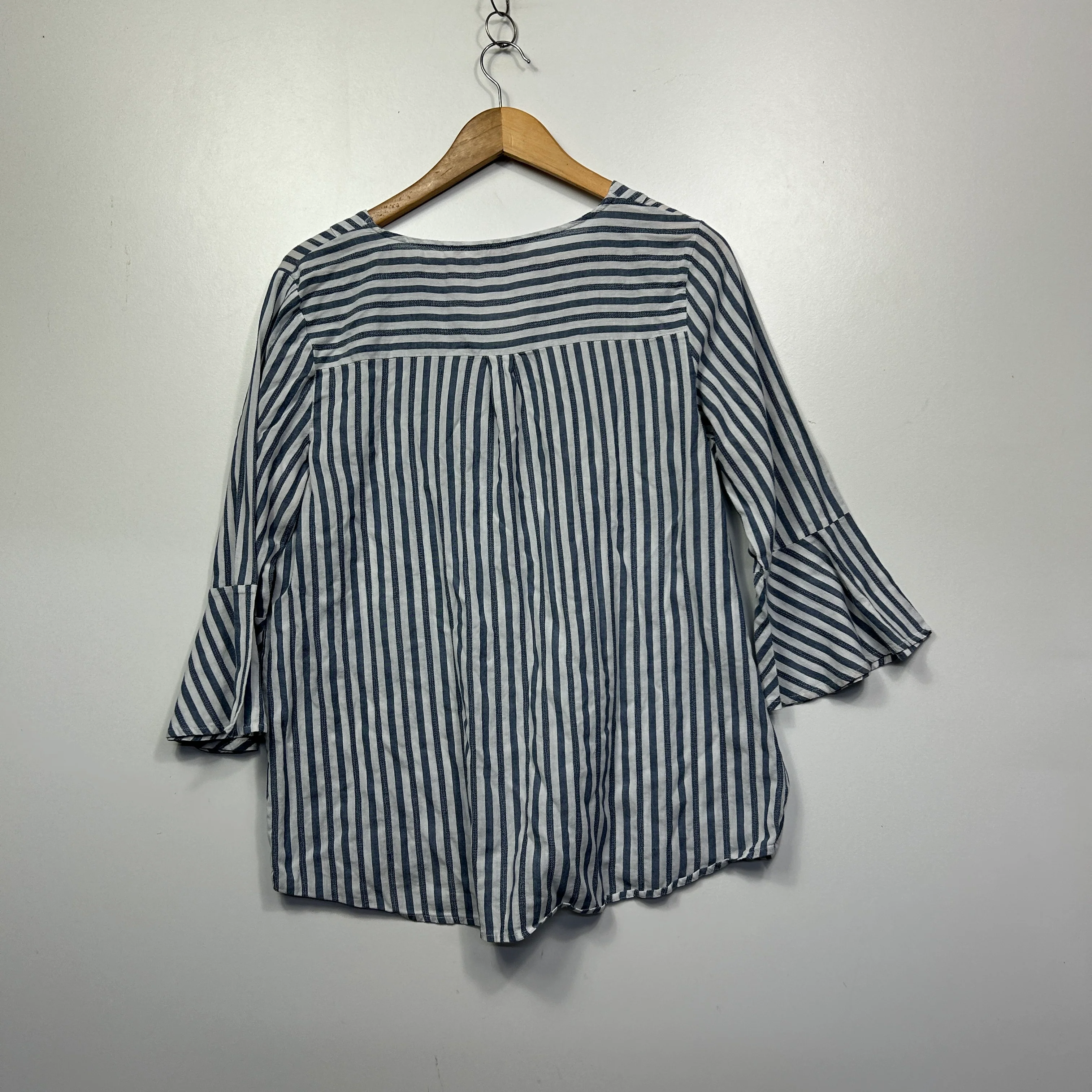 Millers Navy and White Striped Three-Quarter Sleeve Top - Size 14 - Image 2