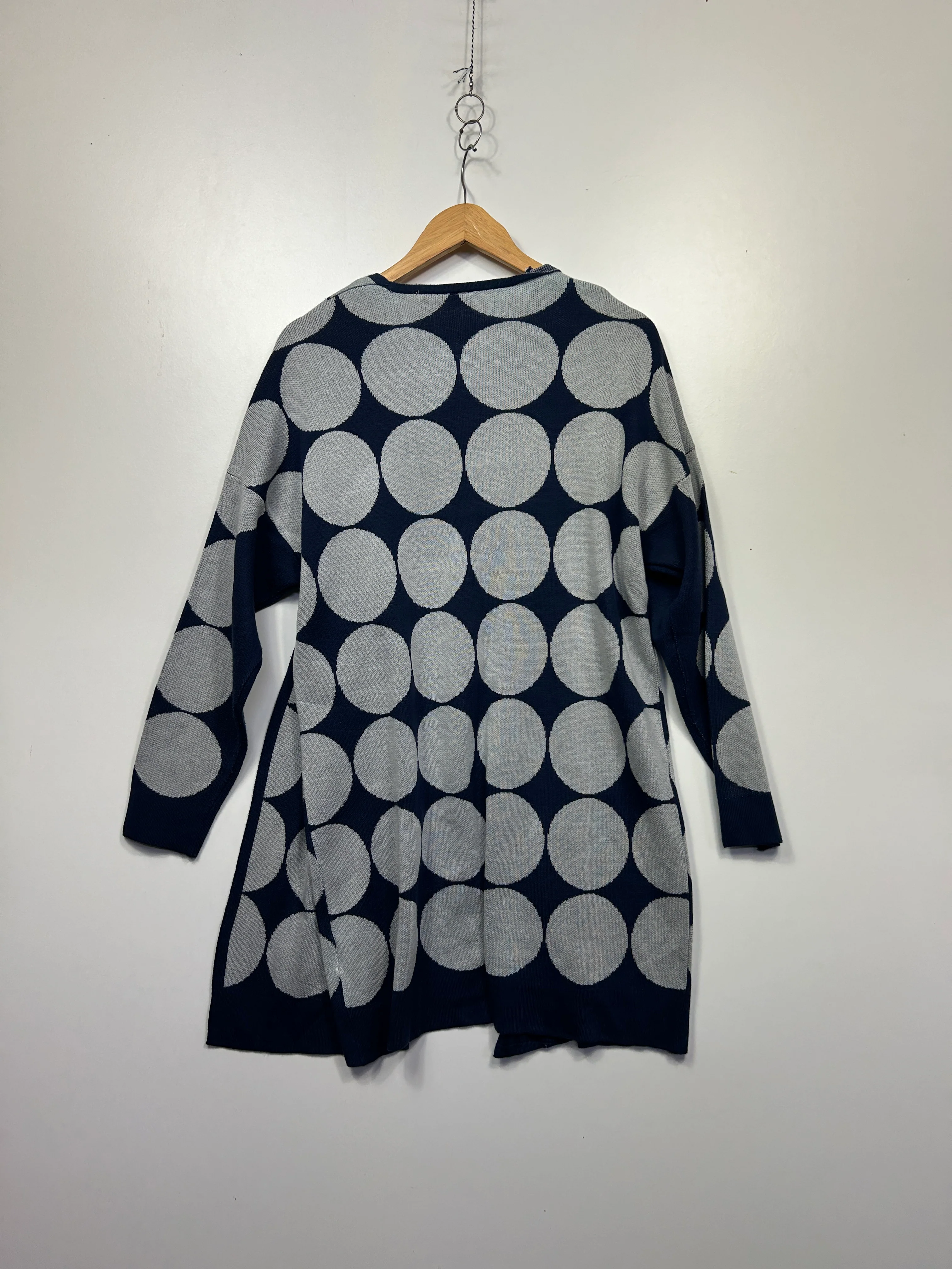 Millers Navy Blue and White Polka Dot Cardigan - Size L - Image 4