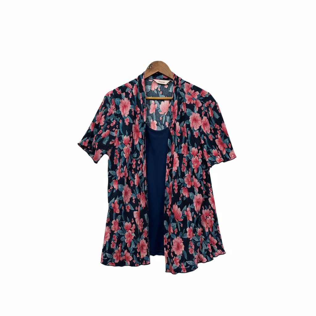 Millers Navy Floral Print Top - Size 18