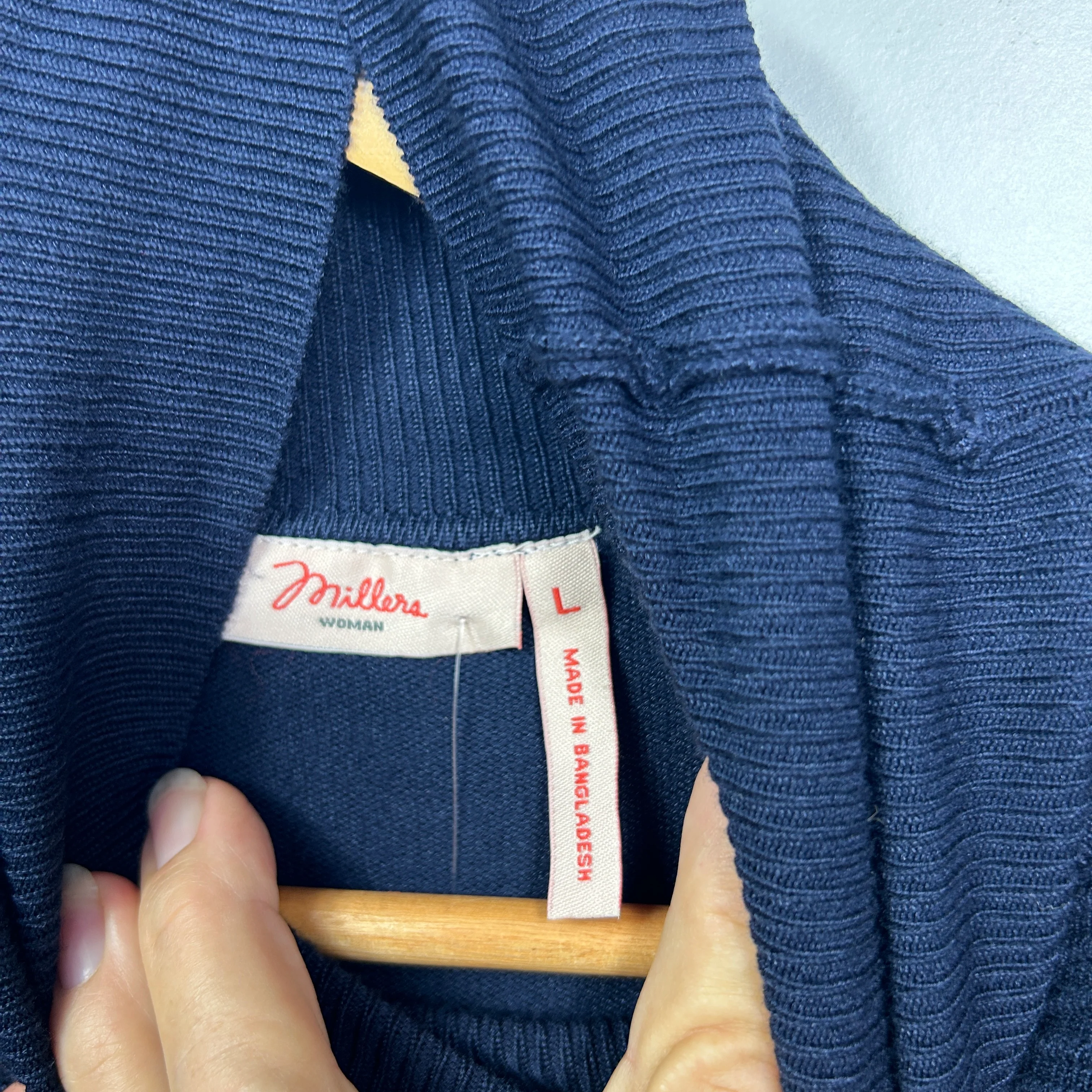 Millers Navy Knit Cowl Neck Long Sleeve Top Jumper - Size L - Image 3