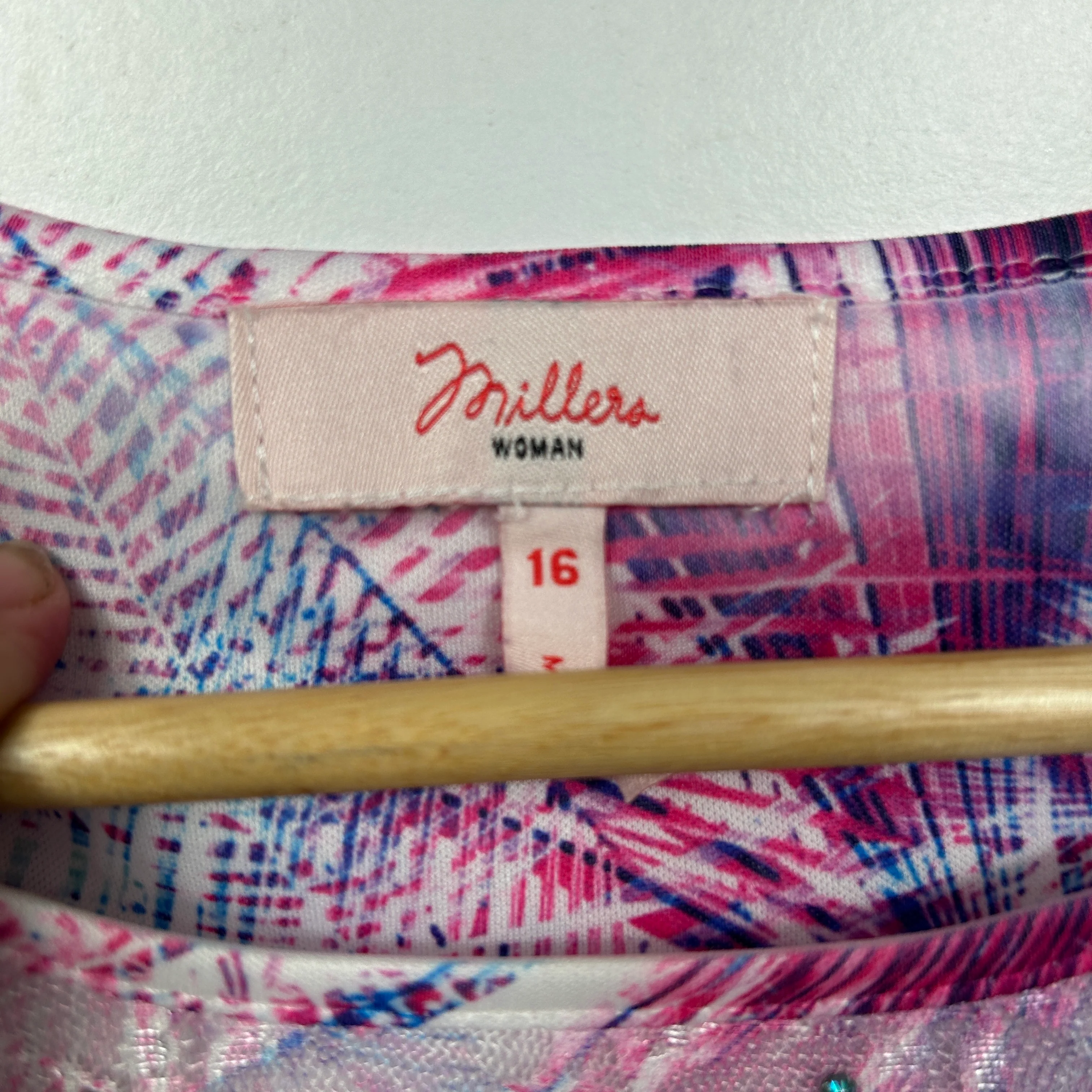 Millers Pink Purple Abstract Print Layered Top - Size 16 - Image 3